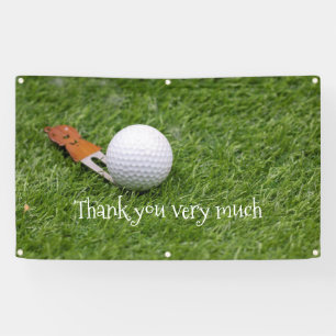 Golf Dank je wel met golfbal op groen gras Spandoek
