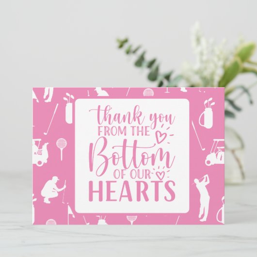 Golf Dank je wel Roze themanode Lady golfer Bedankkaart (Staand voorkant)