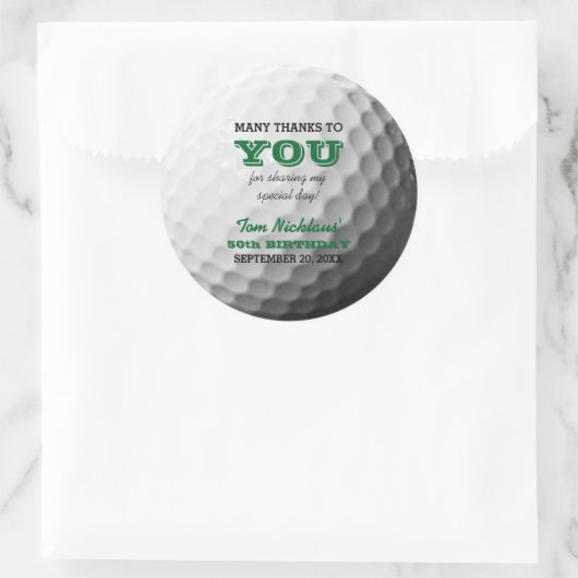Golf Dank u gepersonaliseerd Ronde Sticker (Tas)