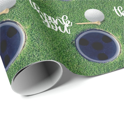 Golf dank u golfer golfbal op groen gras cadeaupapier (Rol Hoek)
