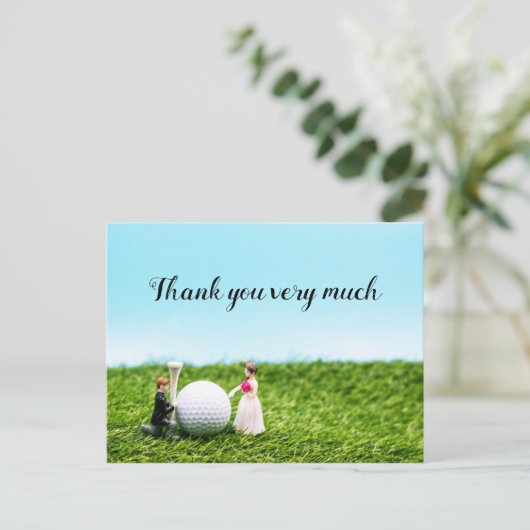 Golf dank u kaart bruiloft met bruid en bruidegom (Staand voorkant)