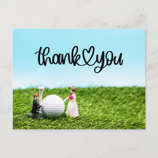 Golf dank u kaart bruiloft met bruid en bruidegom (Voorkant)
