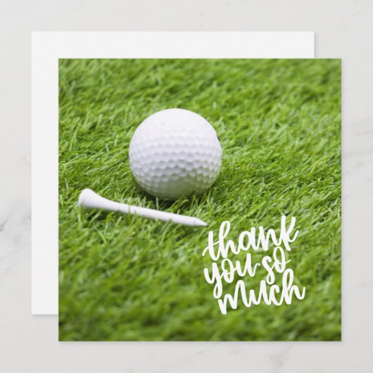 Golf Dank u kaart met golfbal op groen (Voorkant / Achterkant)