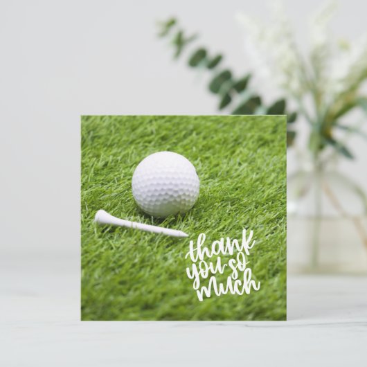 Golf Dank u kaart met golfbal op groen (Staand voorkant)