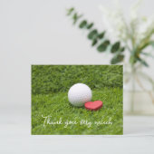 Golf Dank u kaart met golfbal op groen (Staand voorkant)