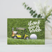 Golf Dank u kaart voor golfer met kar en bal (Staand voorkant)