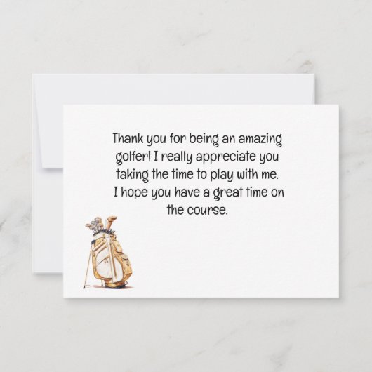 Golf Dank u kaart voor golfer met kar en bal (Achterkant)
