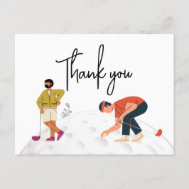 Golf Dank u met tekst en twee golfers Briefkaart