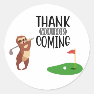 Golf Dank u met tekst en vlag Golfer Sloth Ronde Sticker
