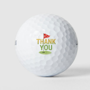 Golf Dank u met tekst en vlag op groen Golfballen