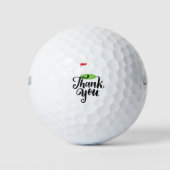 Golf Dank u met tekst en vlag op groen Golfballen (Voorkant)