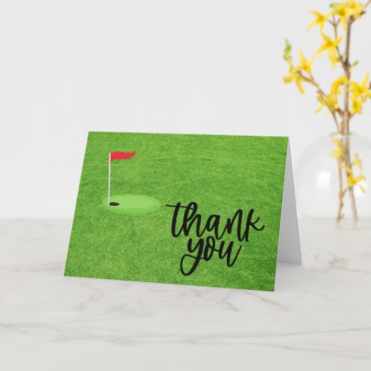 Golf Dank u met tekst en vlag op groen gras Kaart (Gele Bloem)
