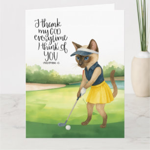 Golf Dankjewel kaart met golfer katteliefhebber op