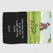 Golf dat je uitgenodigd bent voor een goudpartijui golfhanddoek (Horizontaal)
