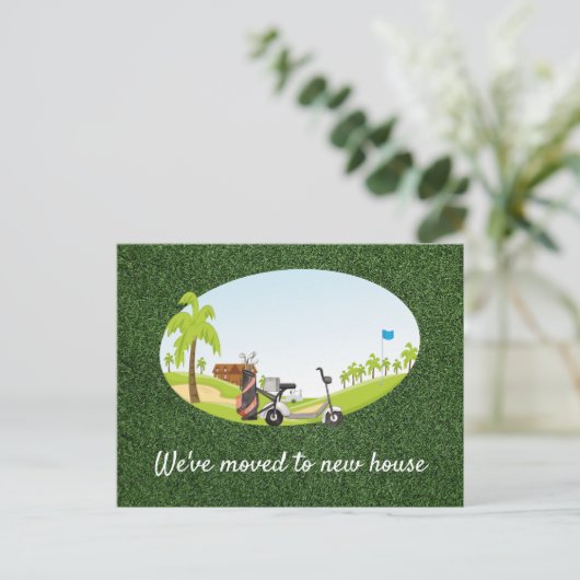 Golf dat we naar het nieuwe huis zijn verhuisd feestdagenkaart (Staand voorkant)