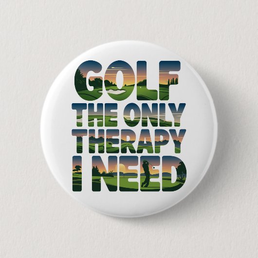 Golf de enige therapie, trendy ronde button 5,7 cm (Voorkant)
