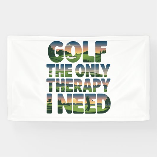 Golf de enige therapie, trendy spandoek (Horizontaal)