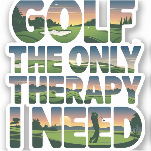 Golf de enige therapie, trendy sticker (Voorkant)