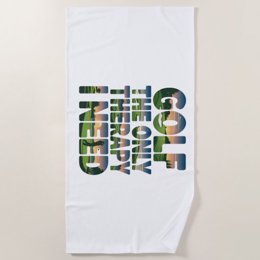 Golf de enige therapie, trendy strandlaken (Voorkant)