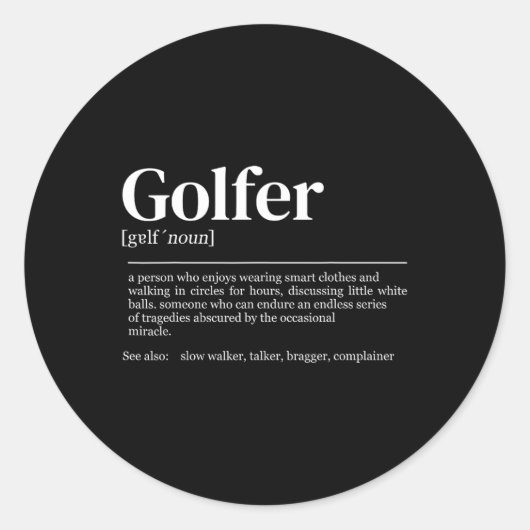 Golf Definitie Vrouwen Mannen Golf Speler Ronde Sticker (Voorkant)