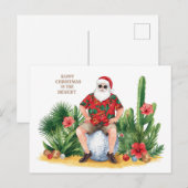 Golf Desert Christmas Cactus Santa Claus Golfer Feestdagenkaart (Voorkant / Achterkant)