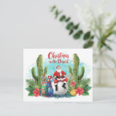 Golf Desert Christmas Cactus Santa Claus Golfer Feestdagenkaart (Staand voorkant)