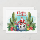 Golf Desert Christmas Cactus Santa Claus Golfer Feestdagenkaart (Voorkant / Achterkant)