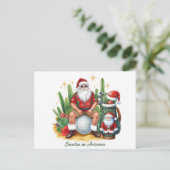 Golf Desert Christmas Cactus Santa Claus Golfer Feestdagenkaart (Staand voorkant)
