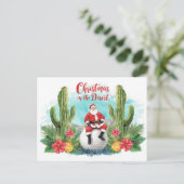 Golf Desert Christmas Cactus Santa Claus Golfer Feestdagenkaart (Staand voorkant)