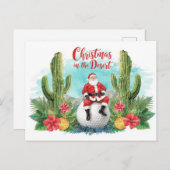 Golf Desert Christmas Cactus Santa Claus Golfer Feestdagenkaart (Voorkant / Achterkant)
