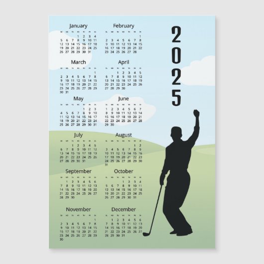 Golf Design 2025 Kalender Magnetische Kaart (Voorkant)