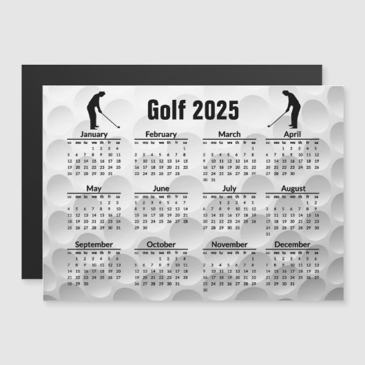 Golf Design 2025 Kalender Magnetische Kaart (Voorkant / Achterkant)