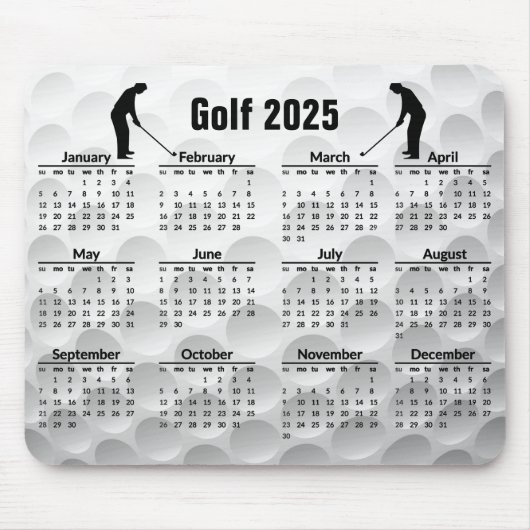 Golf Design 2025 Kalender Mousepad Muismat (Voorkant)