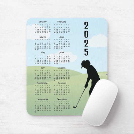Golf Design 2025 Kalender Muismat (Met muis)