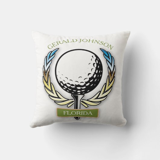 Golf Design Monogram Golfer Sjabloon Kussen (Achterkant)