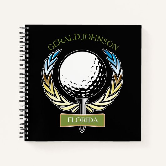 Golf Design Monogram Golfer Sjabloon Note Book Notitieboek (Voorkant)