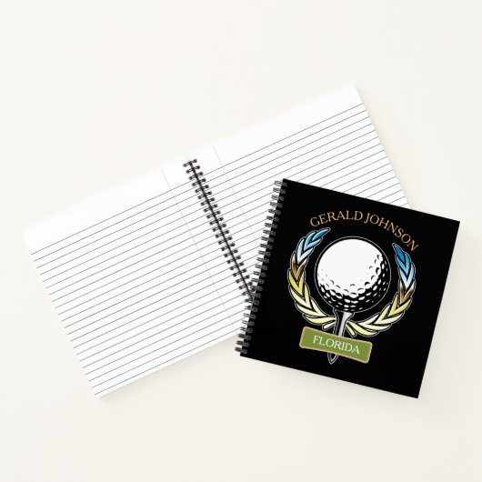 Golf Design Monogram Golfer Sjabloon Notitieboek (Binnen)