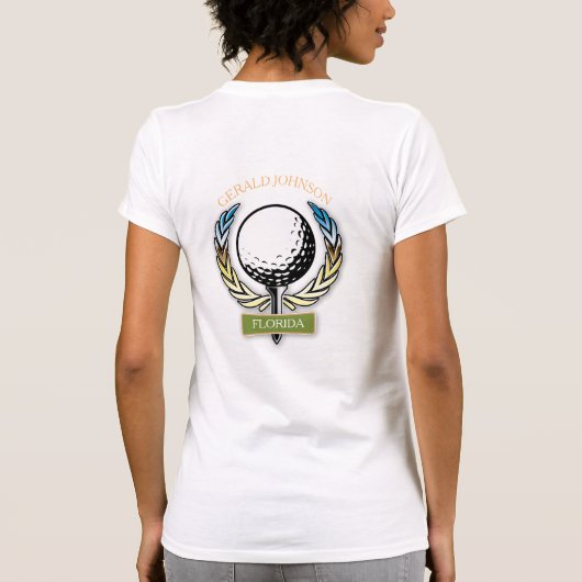 Golf Design Monogram Golfer Sjabloon T-Shirt (Achterkant)