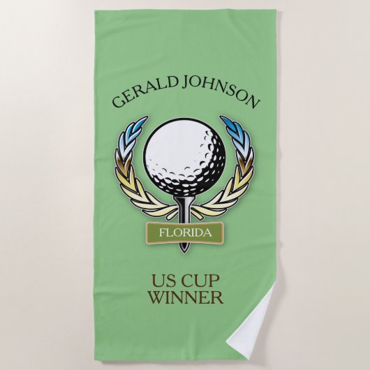 Golf Design Monogram Golfer Sjabloon Towel Strandlaken (Voorkant)