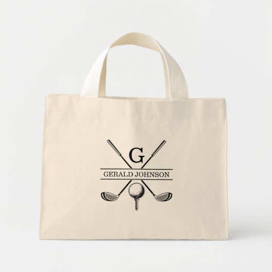 Golf Design Monogram Sjabloon Boodschappentas Mini Tote Bag (Voorkant)
