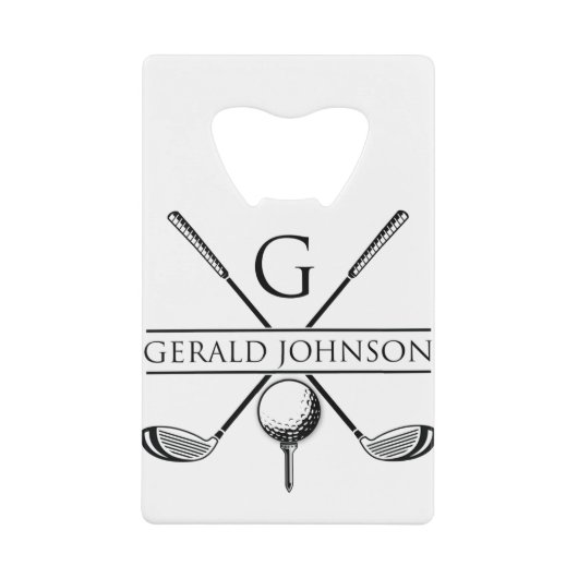 Golf Design Monogram Sjabloon Creditkaart Flessenopener (Voorkant)