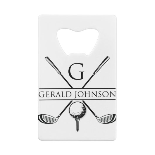 Golf Design Monogram Sjabloon Creditkaart Flessenopener (Achterkant)