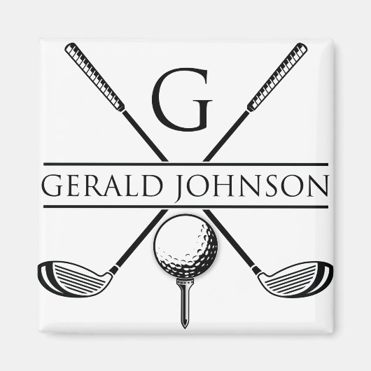 Golf Design Monogram Sjabloon Magneet (Voorkant)