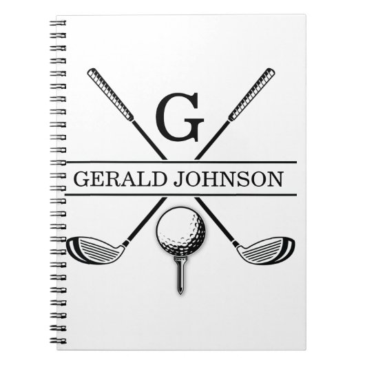 Golf Design Monogram Sjabloon Notitieboek (Voorkant)