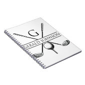 Golf Design Monogram Sjabloon Notitieboek (Rechterzijde)
