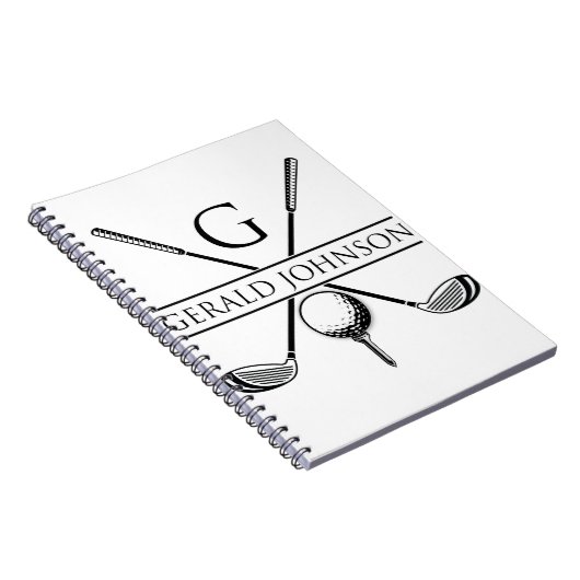 Golf Design Monogram Sjabloon Notitieboek (Rechterzijde)