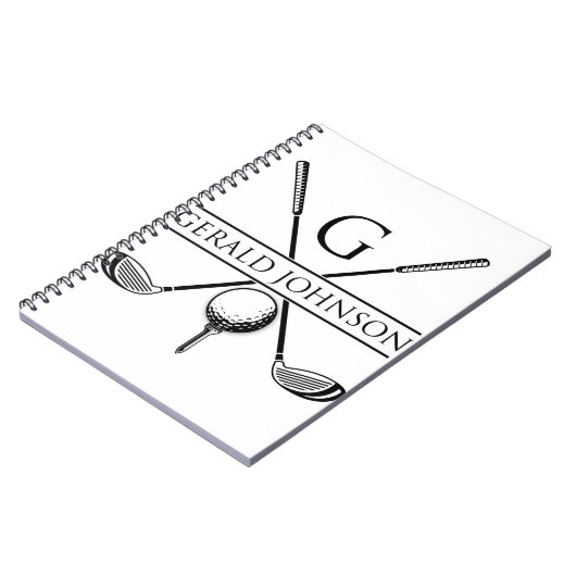 Golf Design Monogram Sjabloon Notitieboek (Linkerzijde)