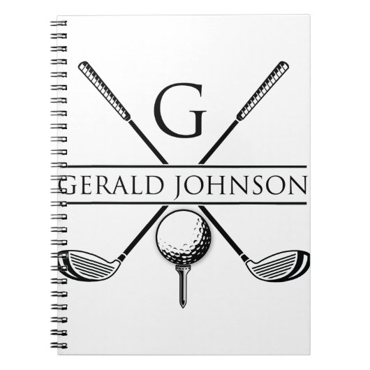 Golf Design Monogram Sjabloon Notitieboek (Voorkant)