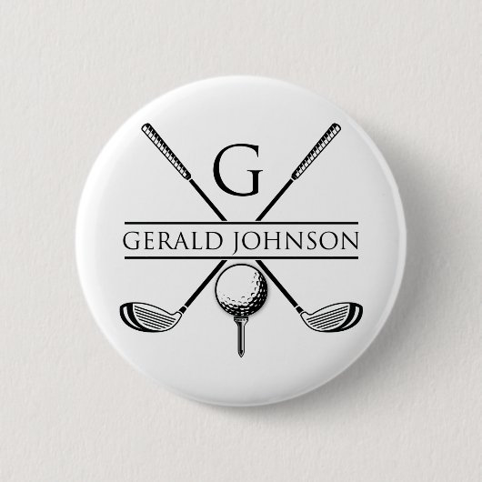 Golf Design Monogram Sjabloon Ronde Button 5,7 Cm (Voorkant)