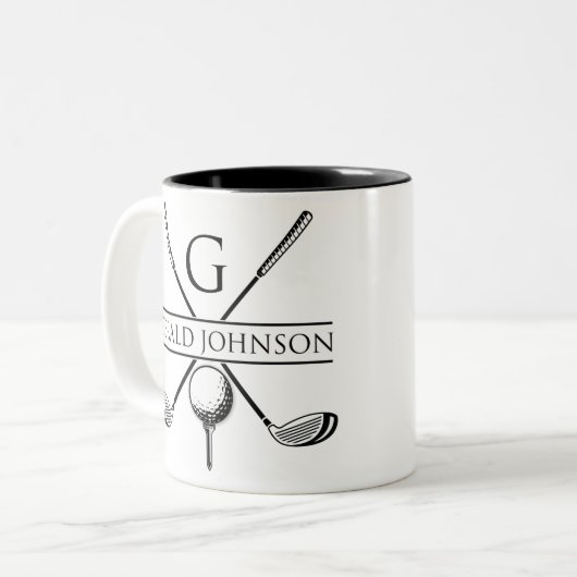 Golf Design Monogram Sjabloon Tweekleurige Koffiemok (Voorkant links)